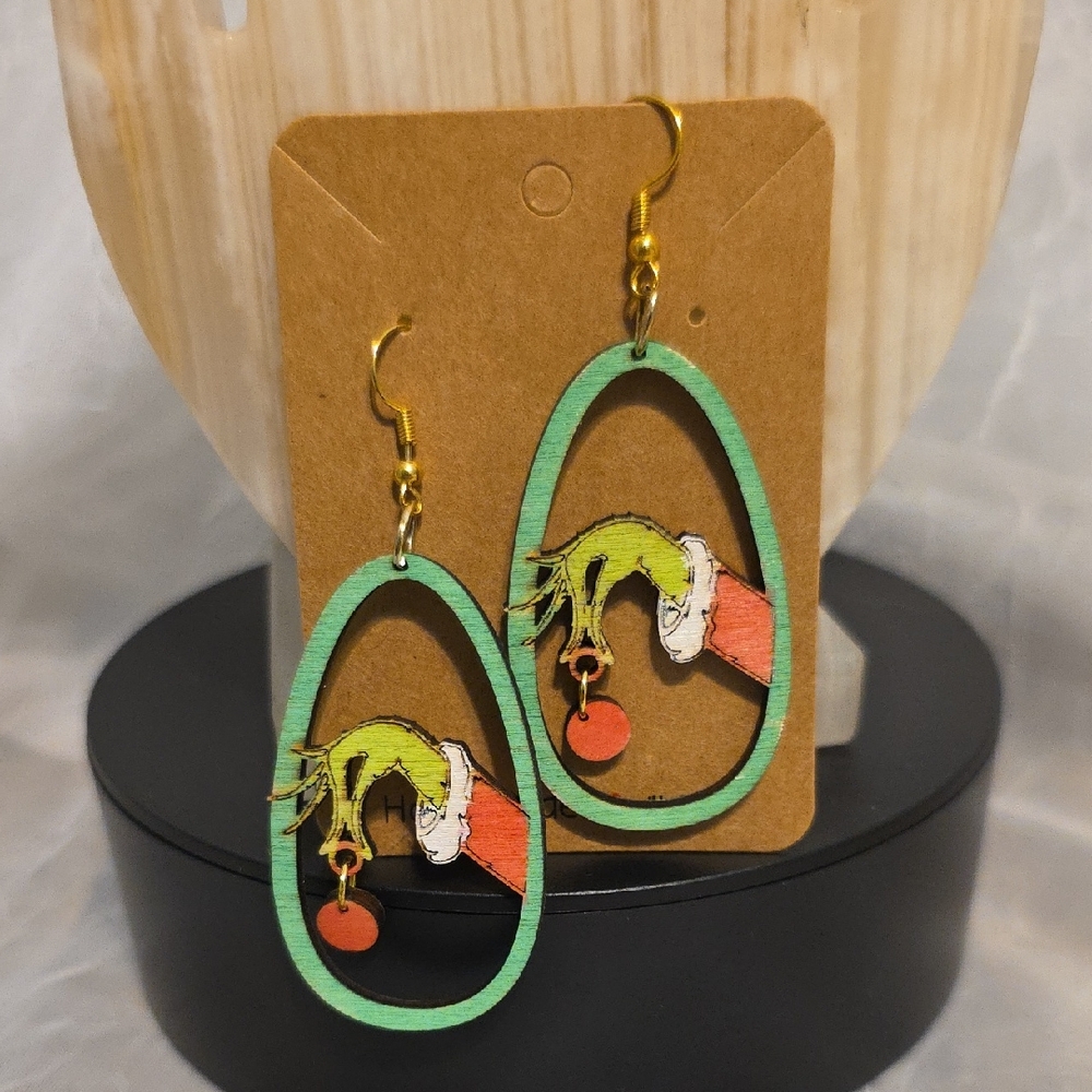 Green and Gold Festive Earrings
